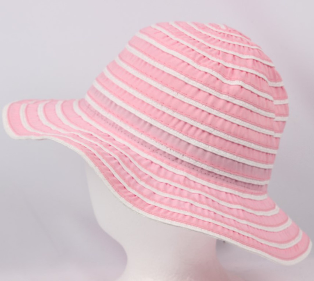  Striped braid hat w small brim pink/wht Style HS/1384 image 0